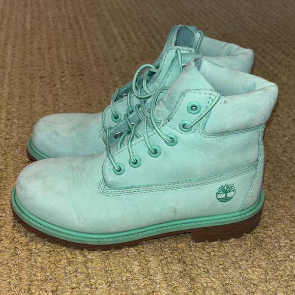 mint green timberland shoes green color